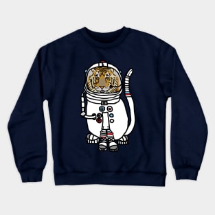 Sci Fi Tiger Astronaut Funny Animals in Space Crewneck Sweatshirt